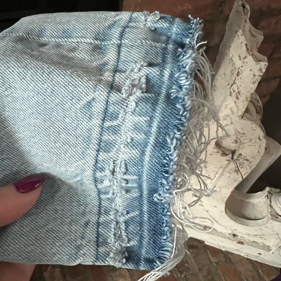 American Eagle super high rise denim straight leg jeans with released hem - Picture 3 of 7